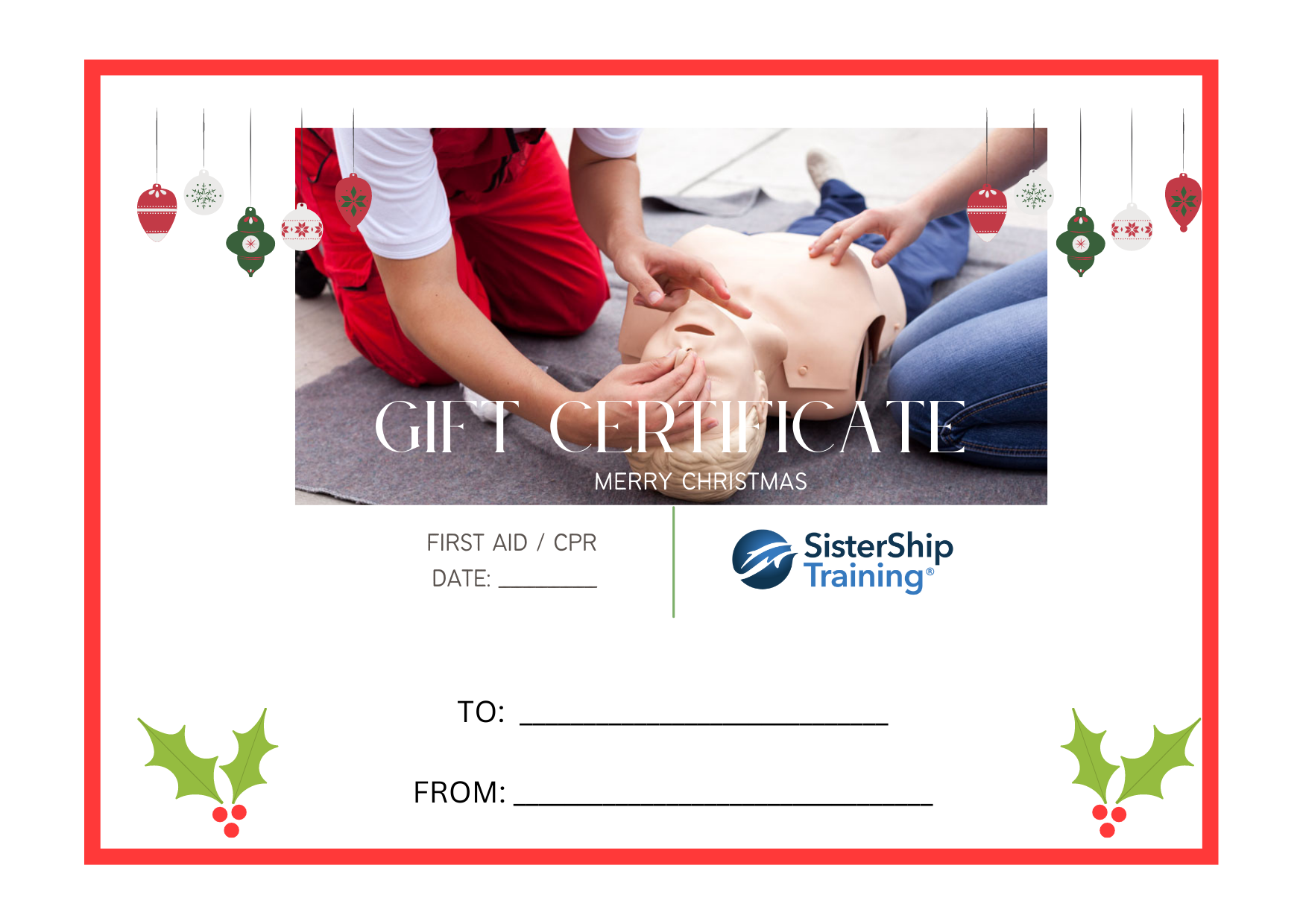First Aid Course Christmas Gift SisterShip Training and Boat Licencing